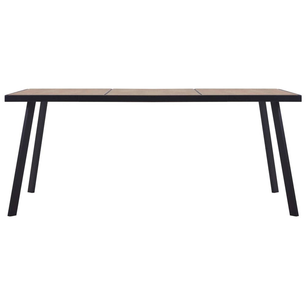 Valgomojo stalas, šviesios medienos ir juodas, 180x90x75cm, MDF