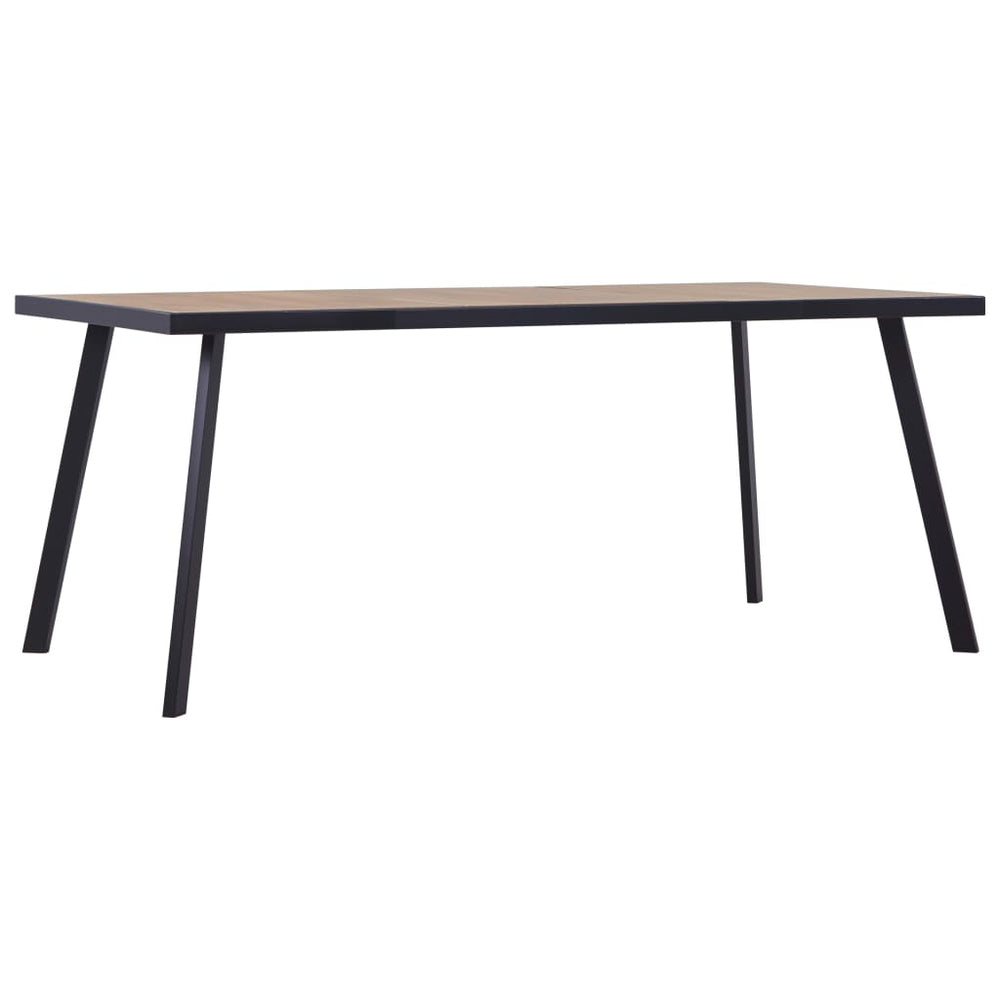 Valgomojo stalas, šviesios medienos/juodas, 200x100x75cm, MDF