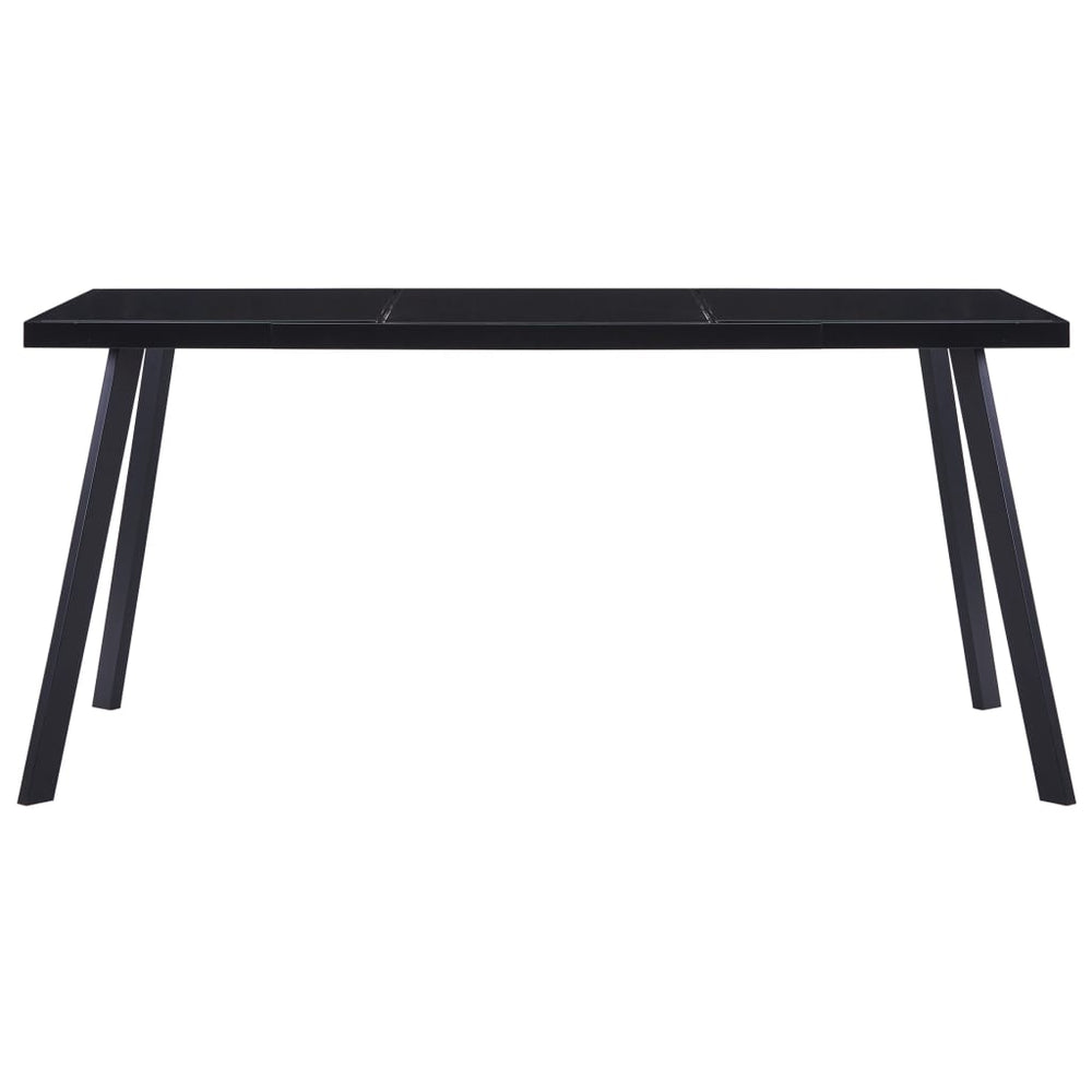 Valgomojo stalas, juodas, 180x90x75cm, grūdintas stiklas