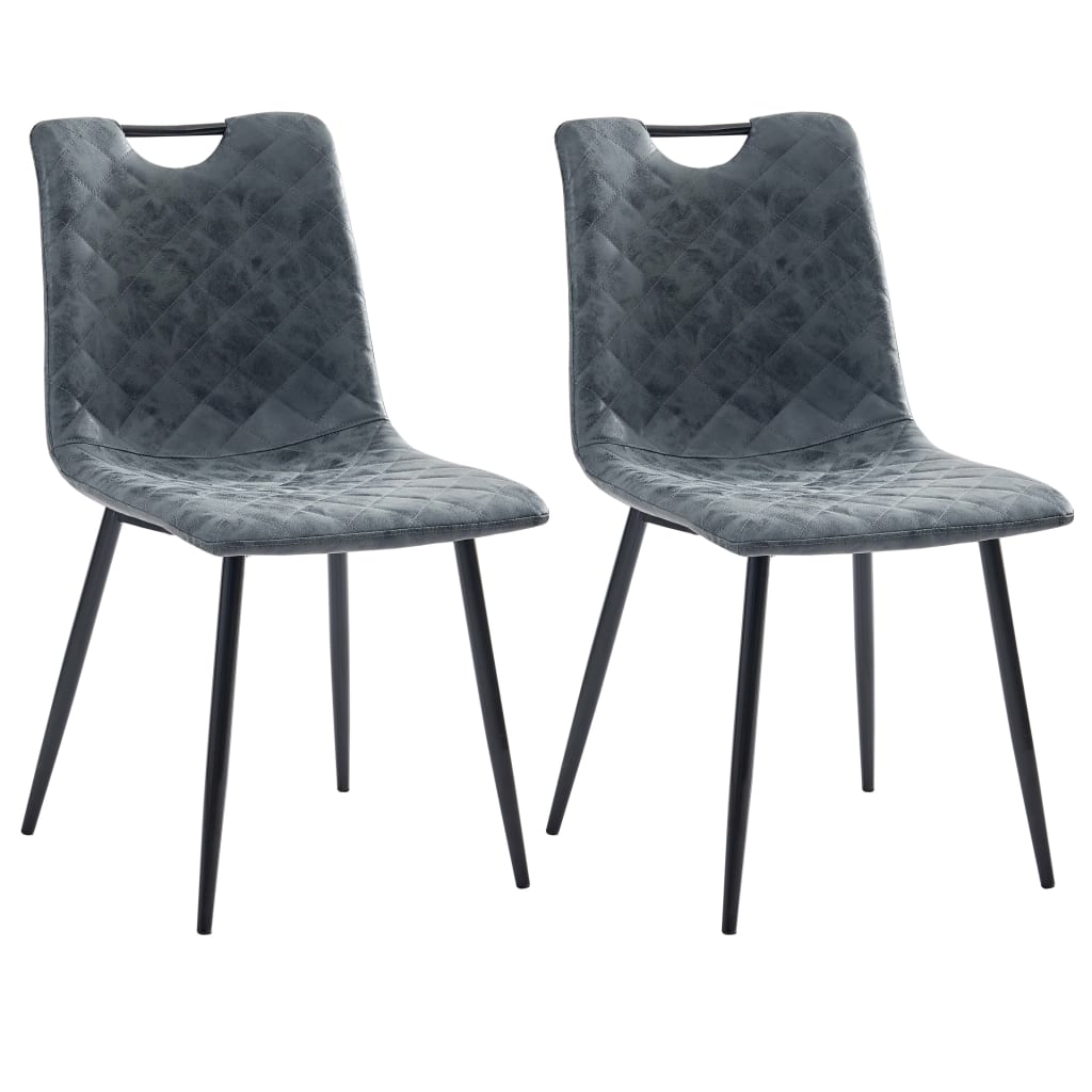 Valgomojo kėdės, 2 vnt., juodos spalvos, dirbtinė oda