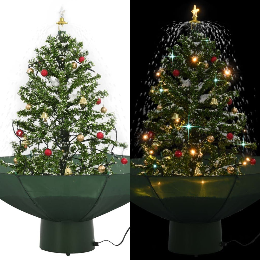 Kalėdų eglutė su sniego fun. ir skėč. form. pagr., žalia, 75cm