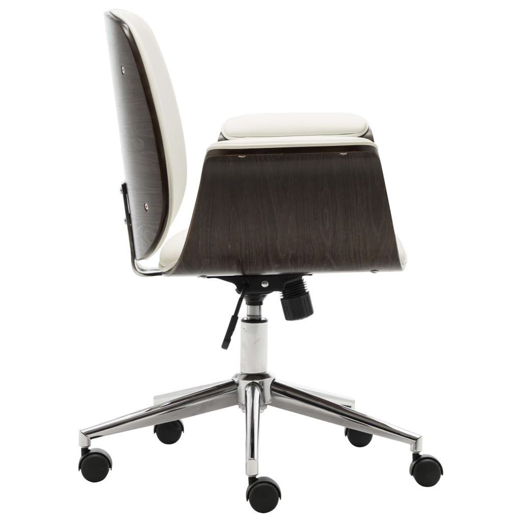 Biuro kėdė, baltos sp., išlenkta mediena ir dirbtinė oda