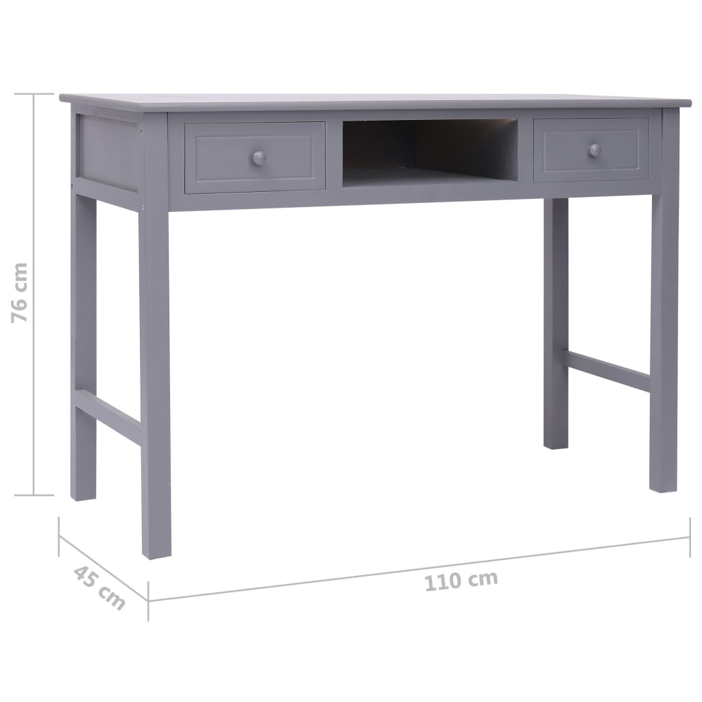 Rašomasis stalas, pilkos spalvos, 110x45x76 cm, mediena