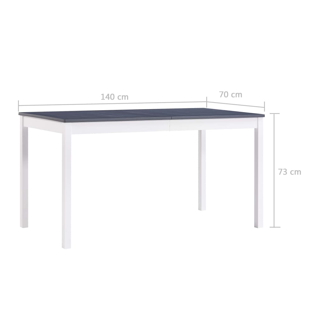 Valgom. stalas, balt. ir pilk. sp., 140x70x73cm, puš. med. mas.