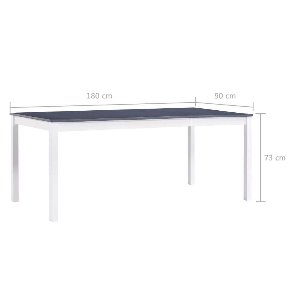 Valgom. stalas, balt. ir pilk. sp., 180x90x73cm, puš. med. mas.