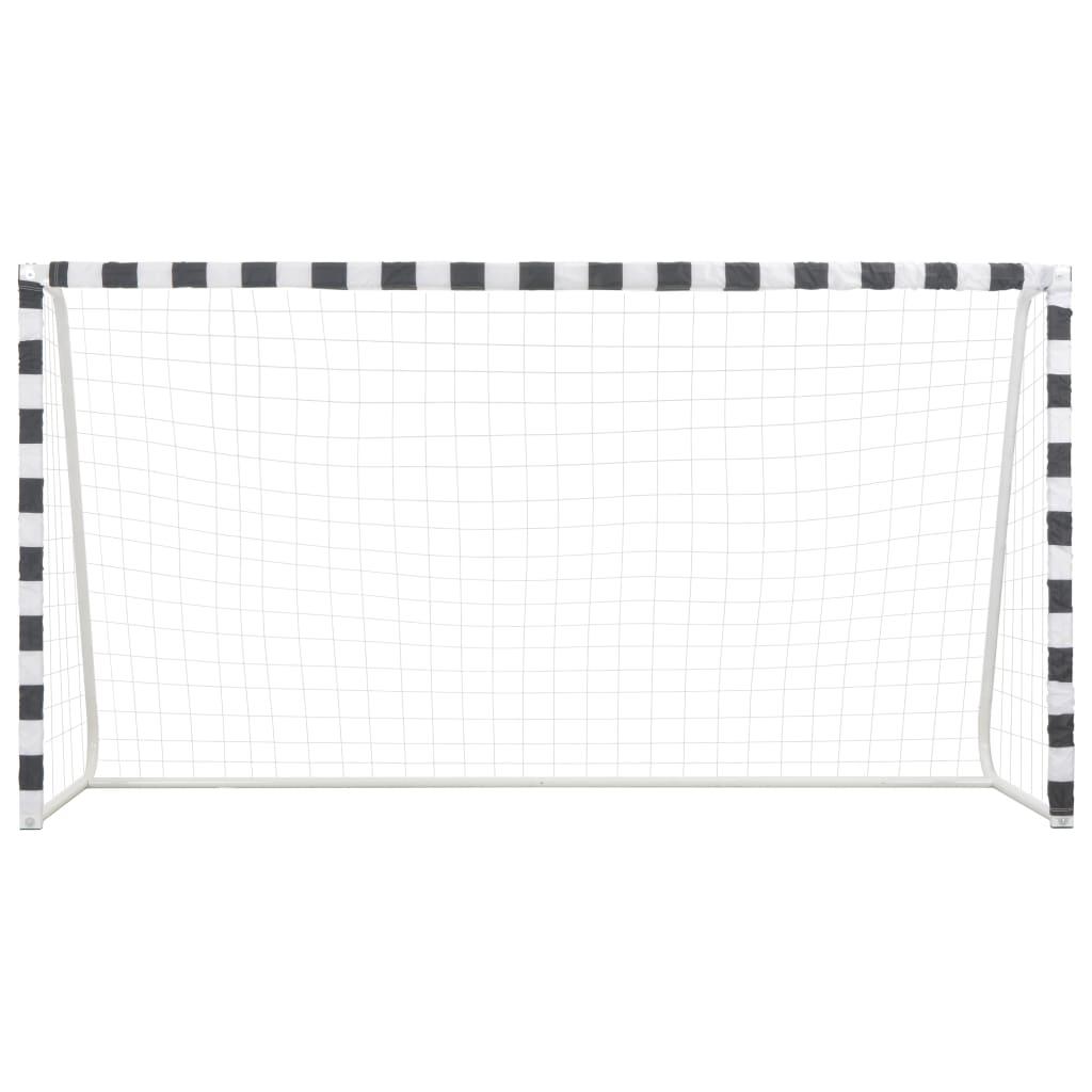 Futbolo vartai, juodos ir baltos sp., 300x160x90 cm, metalas