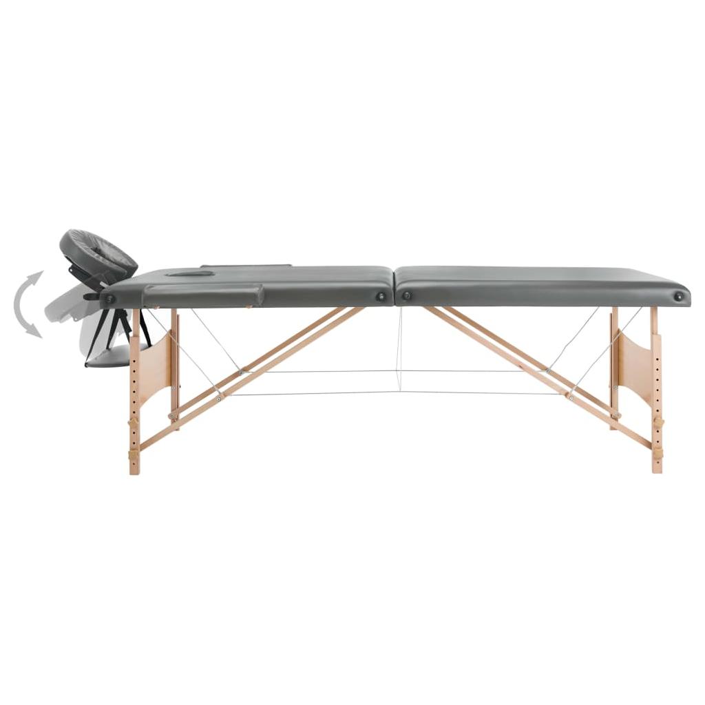 Masažinis stalas, 2 zonų, antracito sp., 186x68cm, med. rėmas