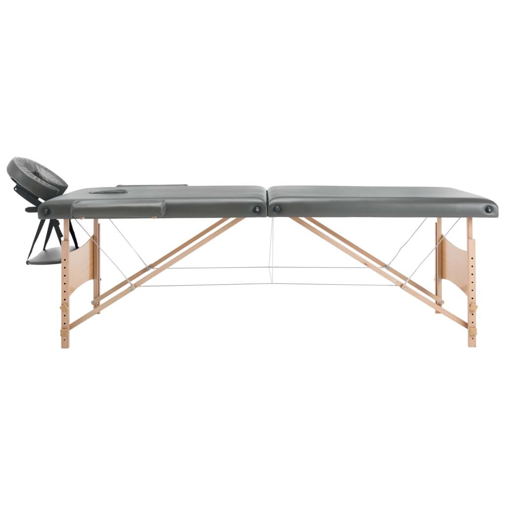 Masažinis stalas, 2 zonų, antracito sp., 186x68cm, med. rėmas