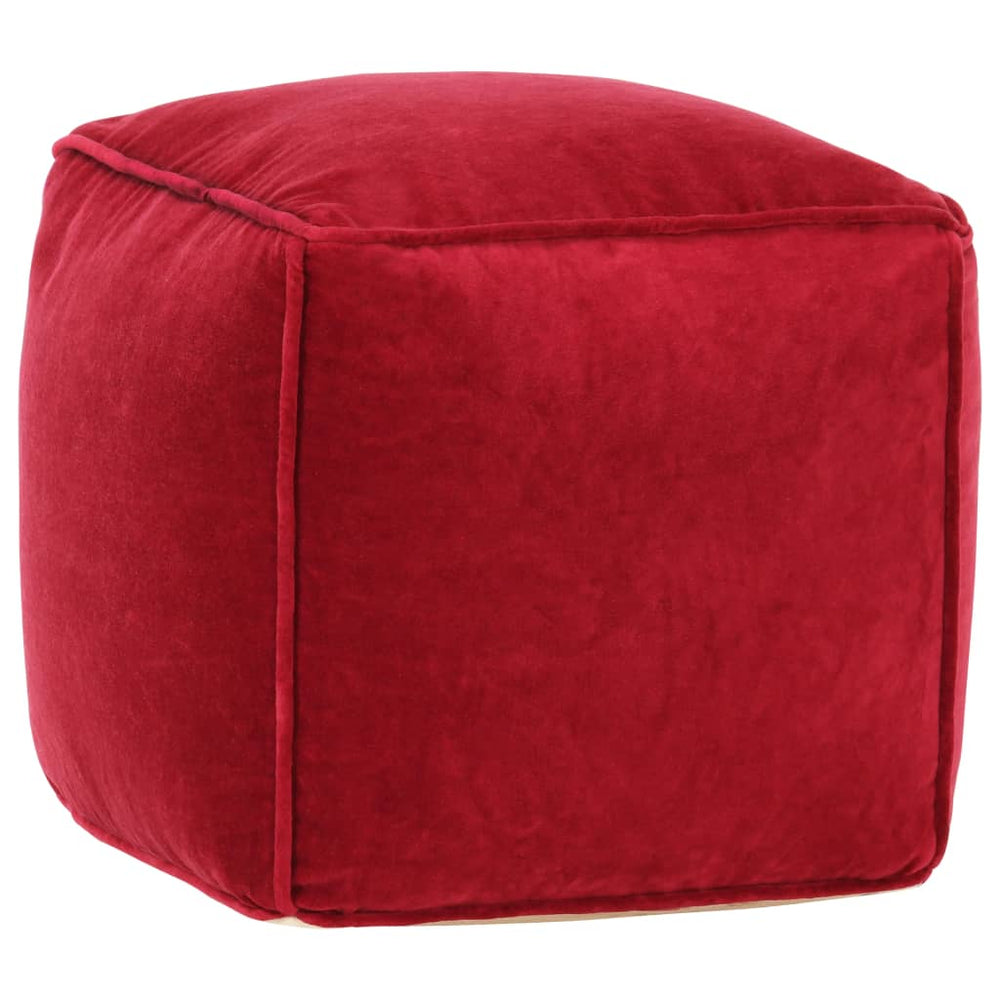 Pufas, rubino raudonos spalvos, 40x40x40cm, medvilnės aksomas
