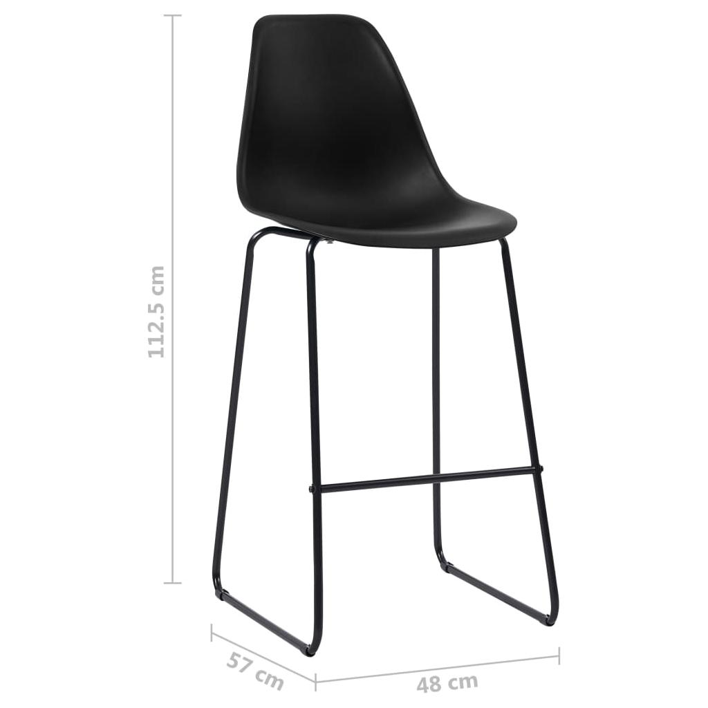 Baro kėdės, 2 vnt., juodos spalvos, plastikas