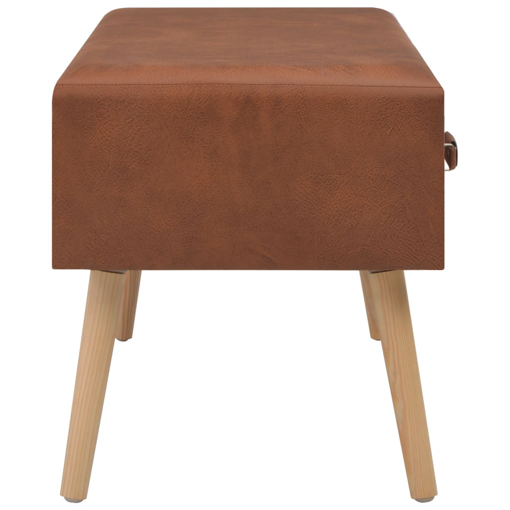 Suoliukas su stalčiais, rudos spalvos, 80 cm, dirbtinė oda