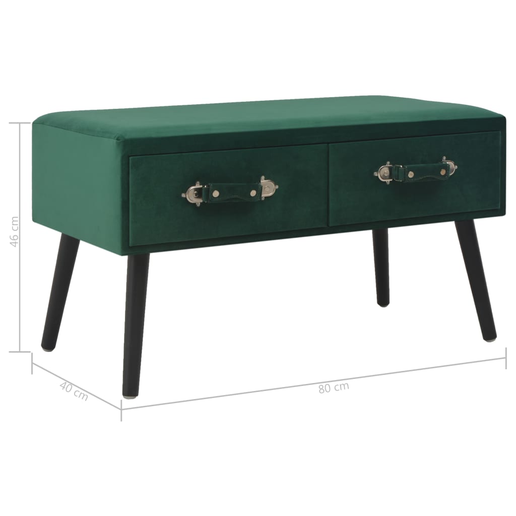 Suoliukas su stalčiais, žalios spalvos, 80 cm, aksomas