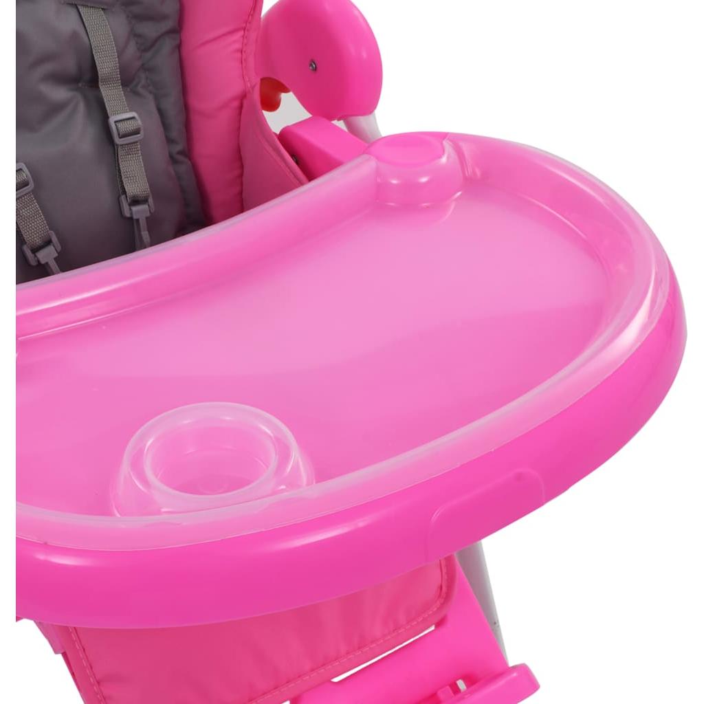 Aukšta maitinimo kėdutė, rožinės ir pilkos spalvos