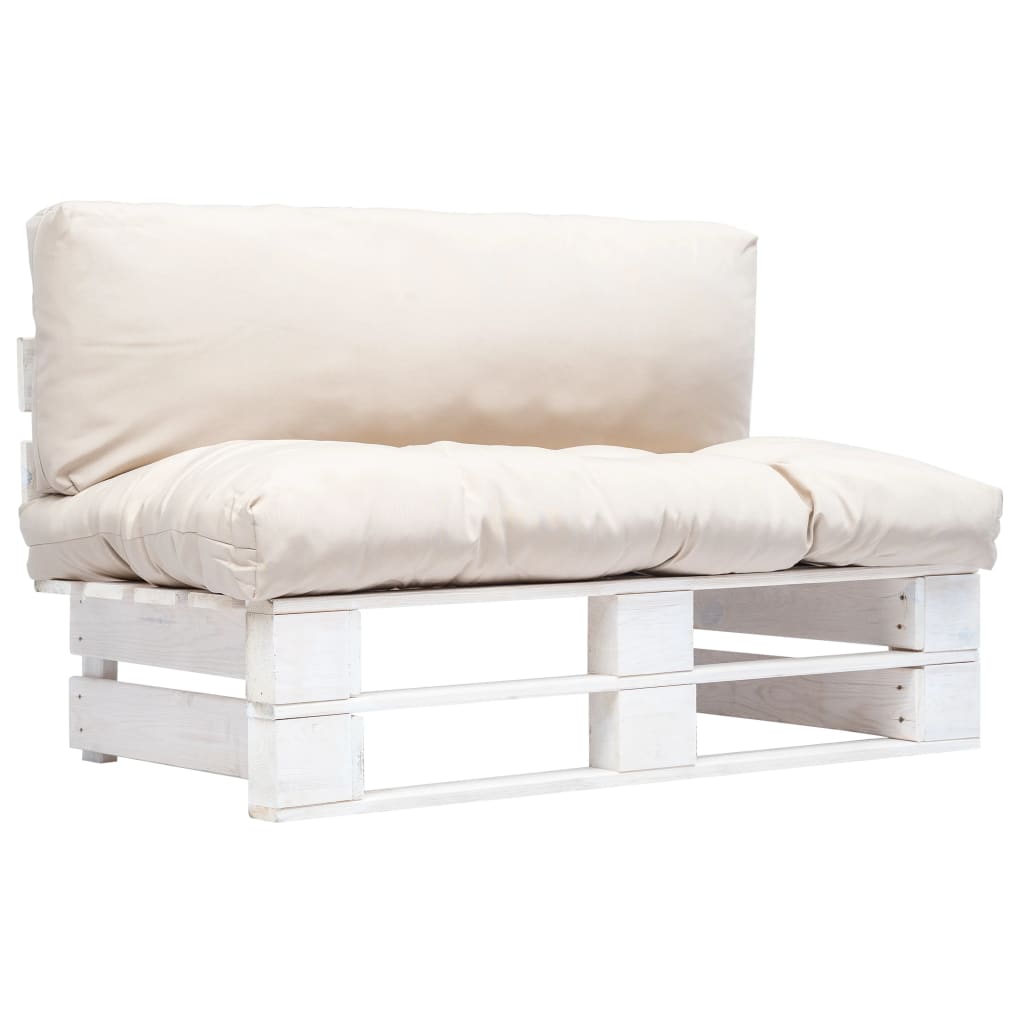Sodo sofa iš palečių su smėl. sp. pagalvėlėmis, FSC pušies med.