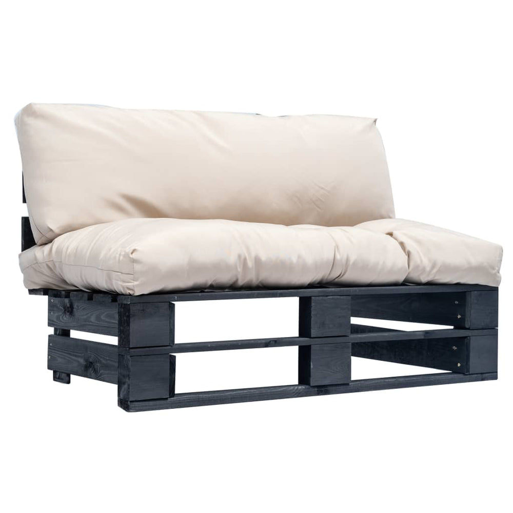 Sodo sofa iš palečių su smėl. sp. pagalvėlėmis, FSC pušies med.