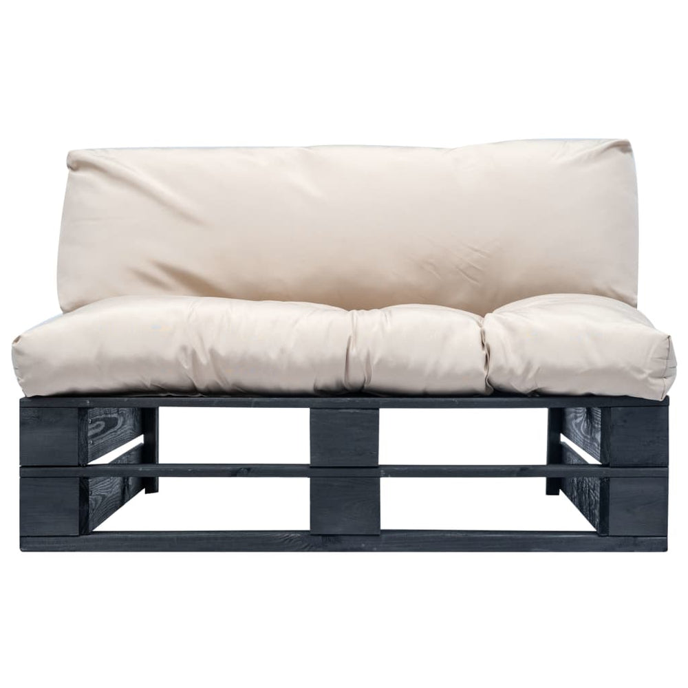 Sodo sofa iš palečių su smėl. sp. pagalvėlėmis, FSC pušies med.