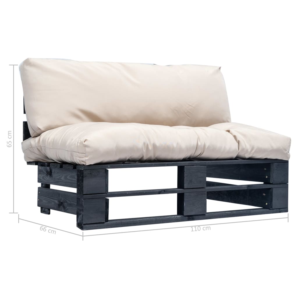 Sodo sofa iš palečių su smėl. sp. pagalvėlėmis, FSC pušies med.