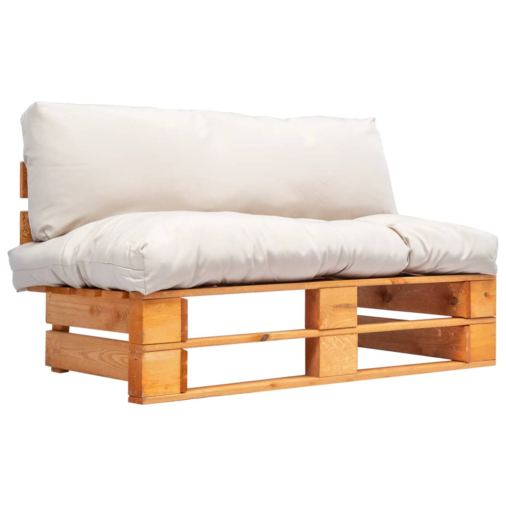 Sodo sofa iš palečių su smėl. sp. pagalvėlėmis, FSC pušies med.