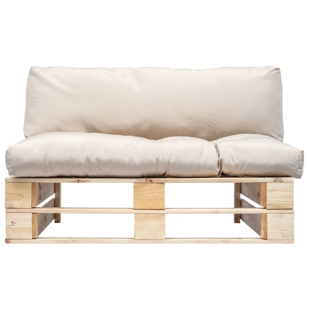Sodo sofa iš palečių su smėl. sp. pagalvėlėmis, FSC pušies med.