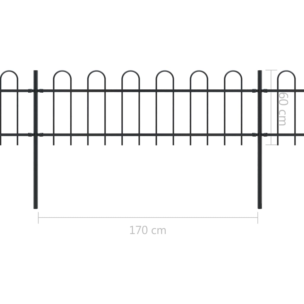 Sodo tvora su apvaliais viršugaliais, juoda, 3,4x0,6 m, plienas