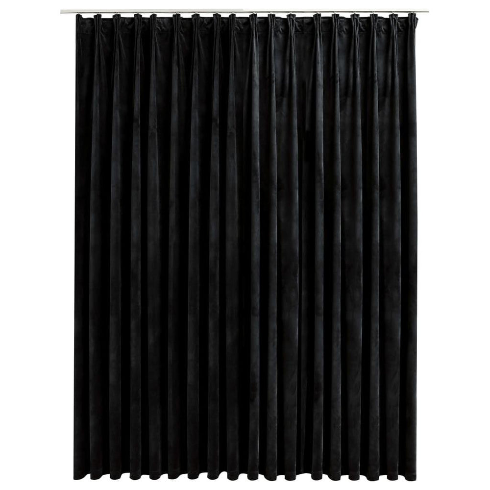 Naktinė užuolaida su kabliukais, juoda, 290x245cm, aksomas