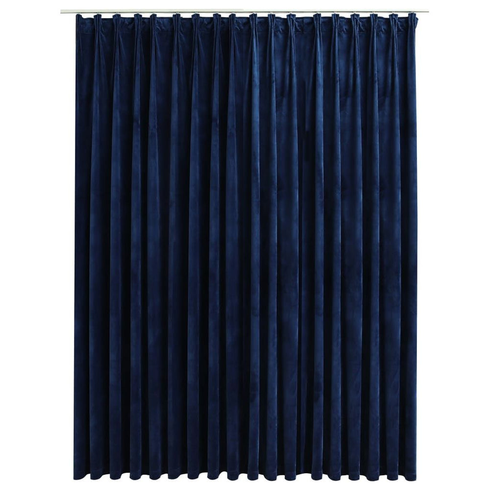 Naktinė užuolaida su kabliukais, mėlyna, 290x245cm, aksomas