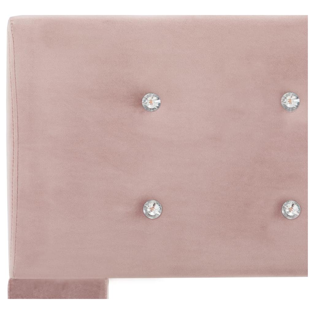 Lova su čiužiniu, rožinės spalvos, 90x200 cm, aksomas