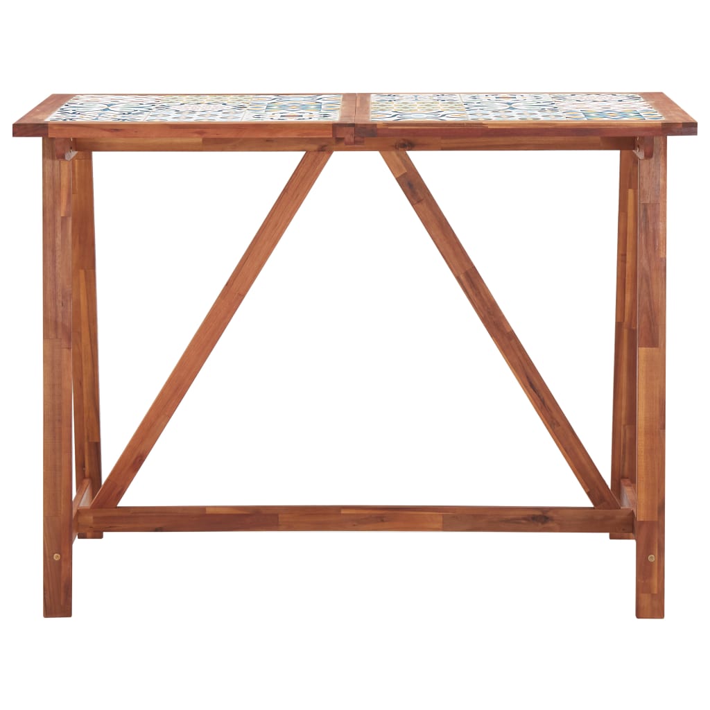 Sodo baro stalas, 140x70x105cm, plytelės ir akacijos masyvas