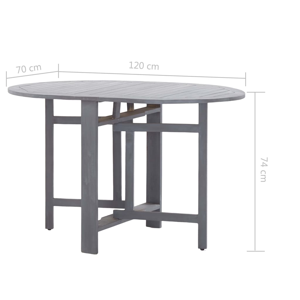 Sodo stalas, pilkas, 120x70x74cm, akacijos medienos masyvas