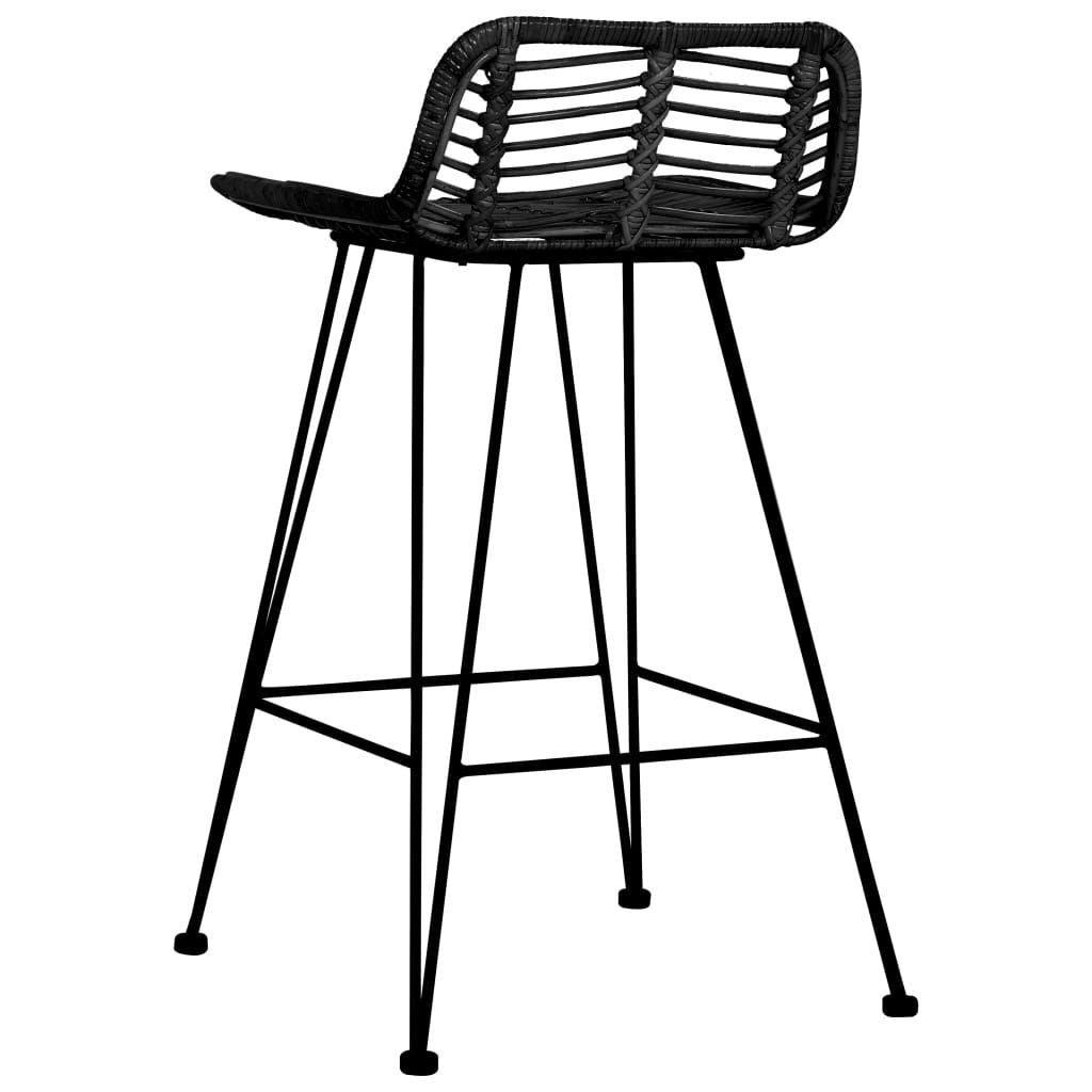 Baro kėdės, 2 vnt., juodos spalvos, ratanas