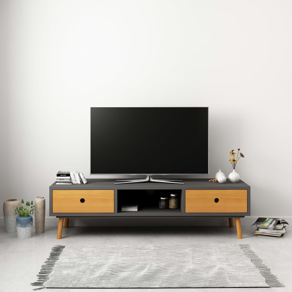 TV spintelė, pilka, 120x35x35cm, pušies medienos masyvas