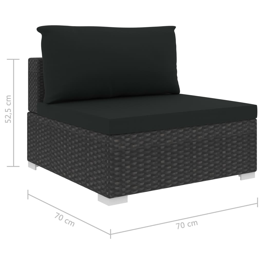 Sodo baldų komplektas su pagalvėlėmis, 8 dalių, juodas, ratanas