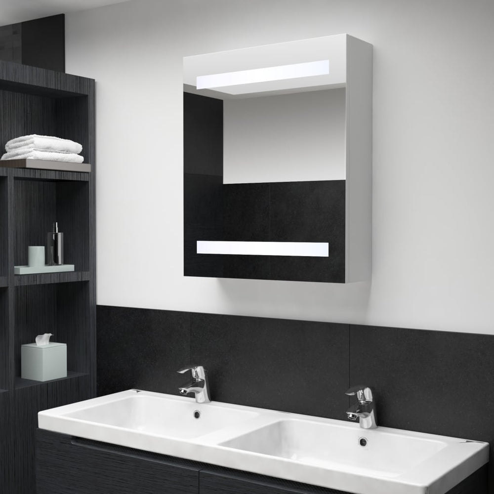 Veidrodinė vonios spintelė su LED apšvietimu, 50x14x60cm