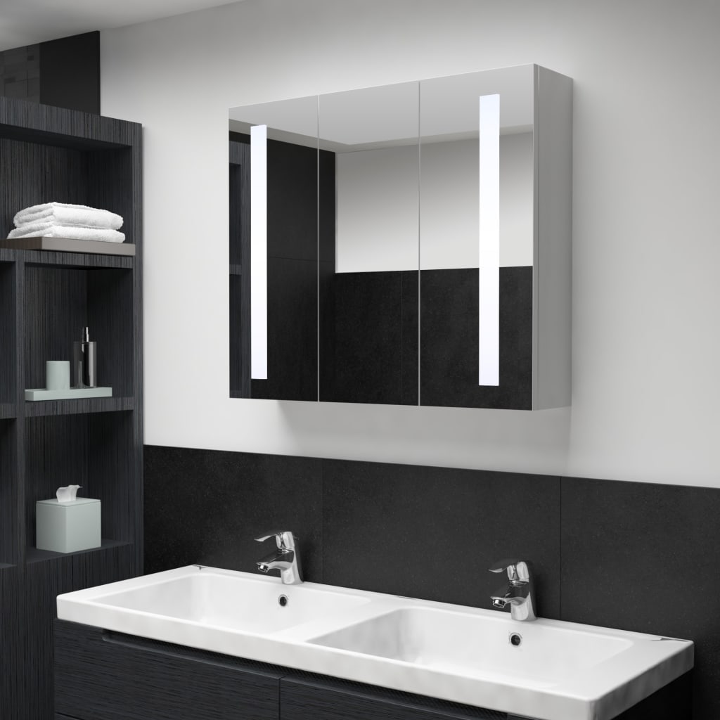 Veidrodinė vonios kamb. spintelė su LED apšvietimu, 89x14x62 cm
