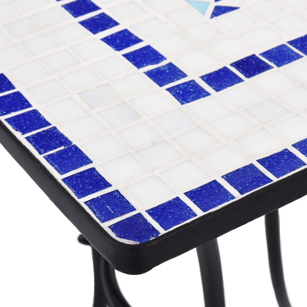 Mozaikinis bistro staliukas, mėlynas/baltas, 60cm, keramika