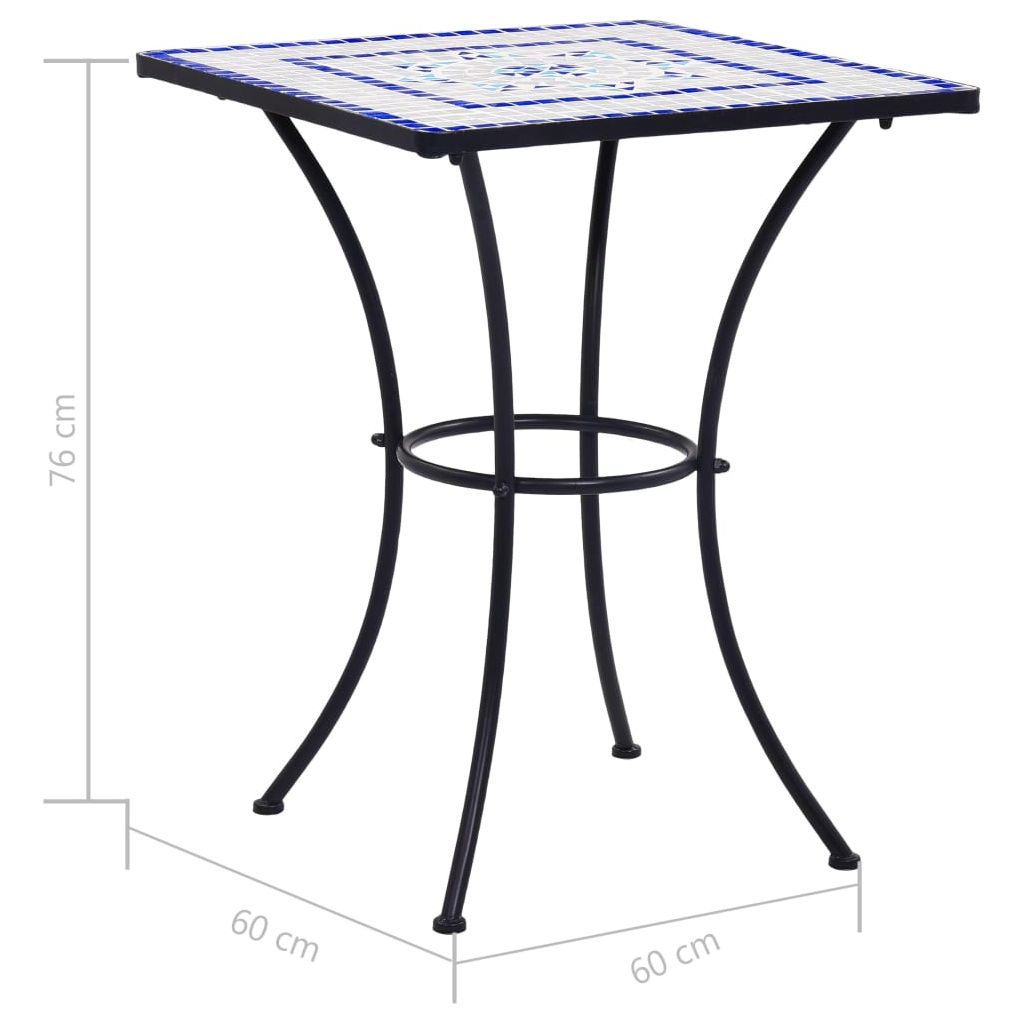 Mozaikinis bistro staliukas, mėlynas/baltas, 60cm, keramika