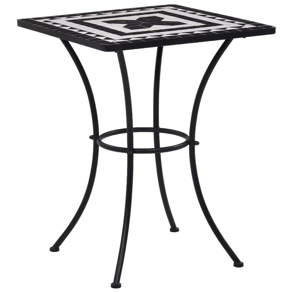 Mozaikinis bistro staliukas, juoda ir balta, 60cm, keramika