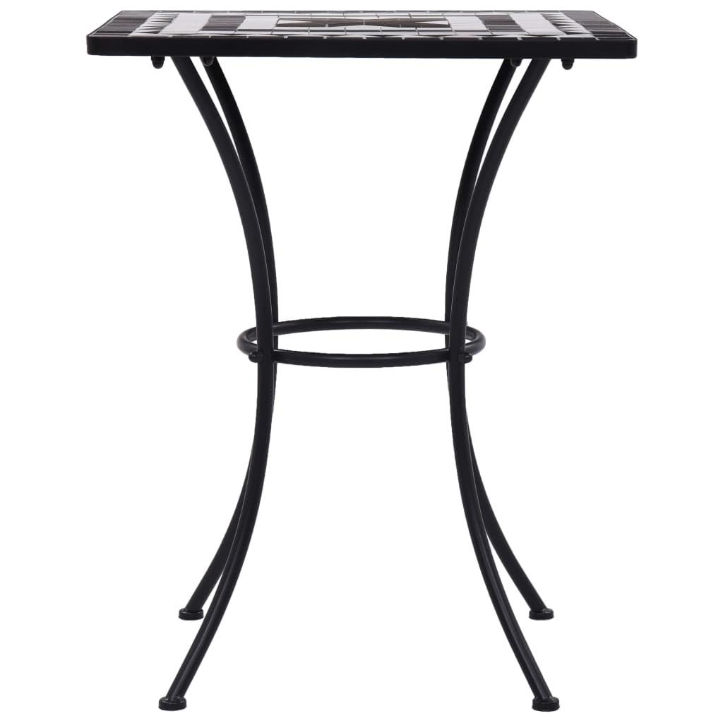 Mozaikinis bistro staliukas, juoda ir balta, 60cm, keramika