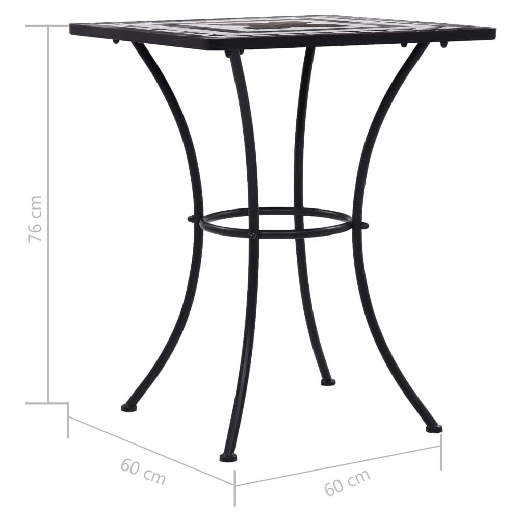 Mozaikinis bistro staliukas, juoda ir balta, 60cm, keramika