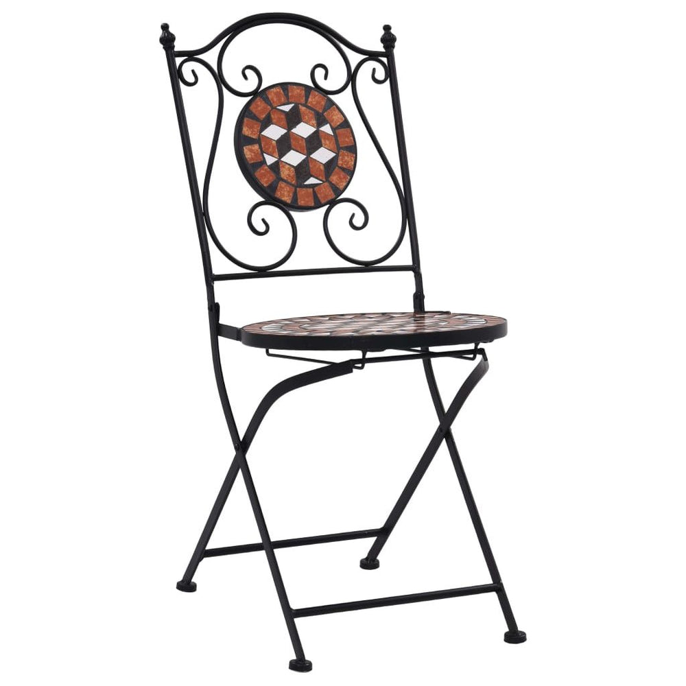 Mozaikinės bistro kėdės, 2 vnt., rudos spalvos, keramika