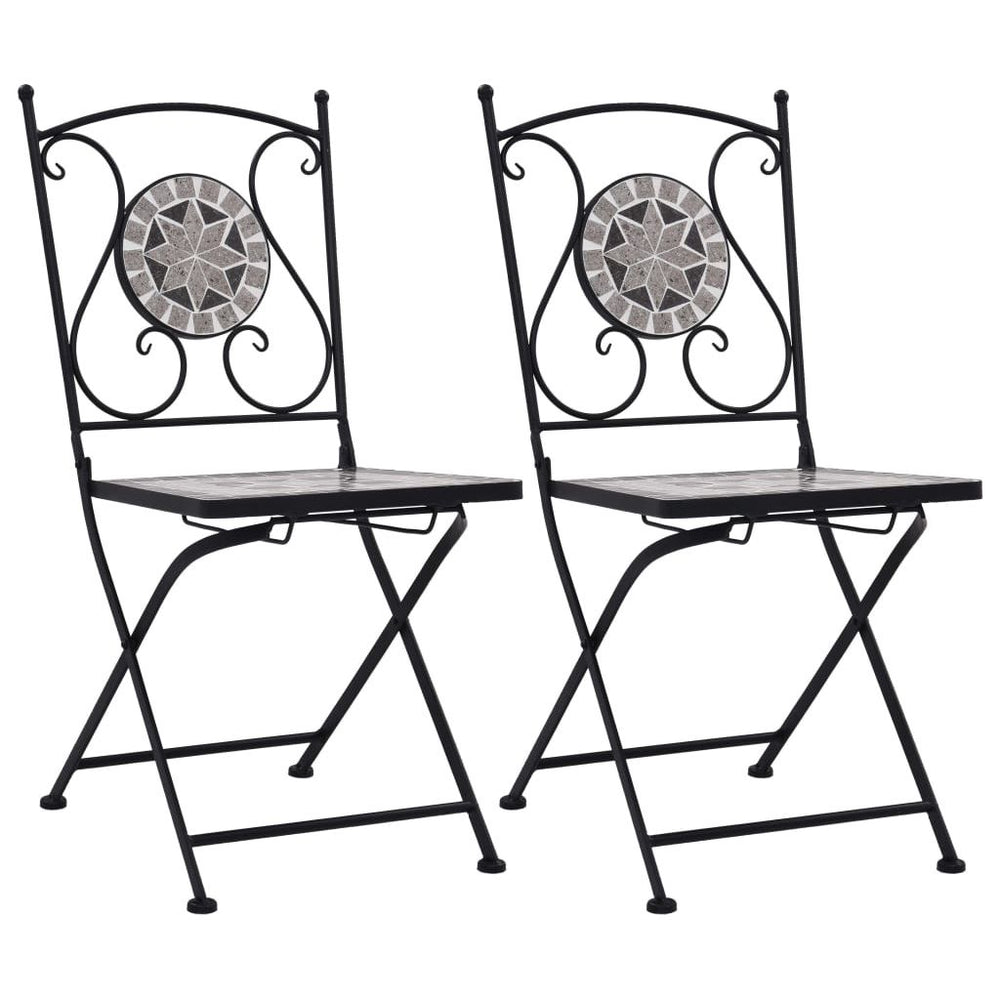 Mozaikinės bistro kėdės, 2 vnt., pilkos spalvos