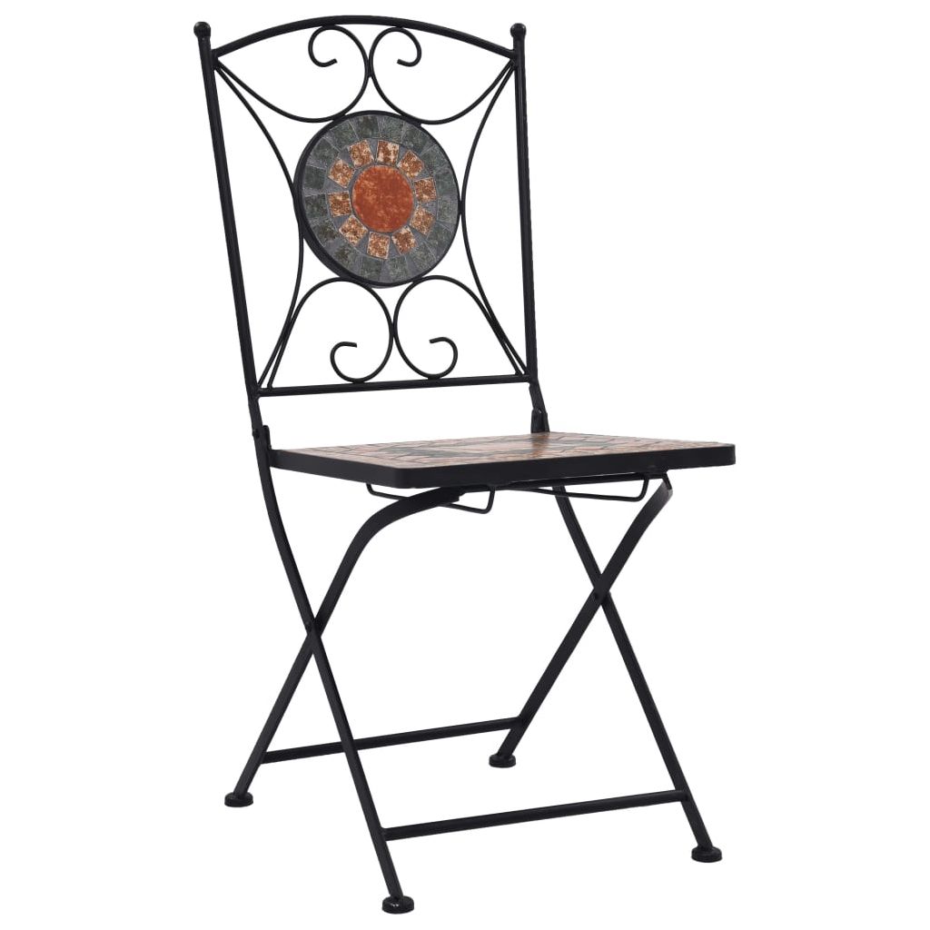 Mozaikinės bistro kėdės, 2 vnt., oranžinės/pilkos spalvos