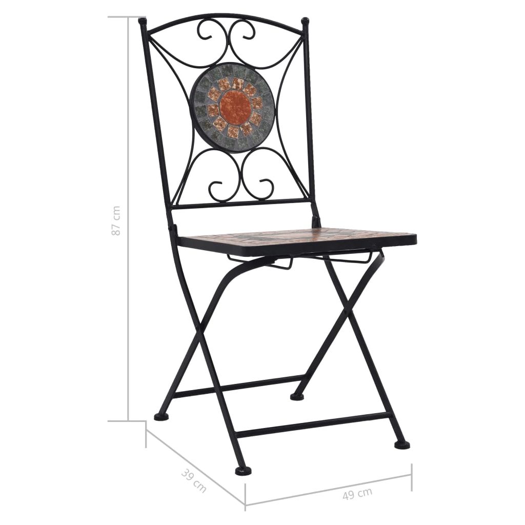 Mozaikinės bistro kėdės, 2 vnt., oranžinės/pilkos spalvos
