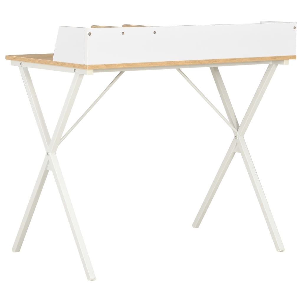 Rašomasis stalas, baltos ir natūralios spalvos, 80x50x84cm