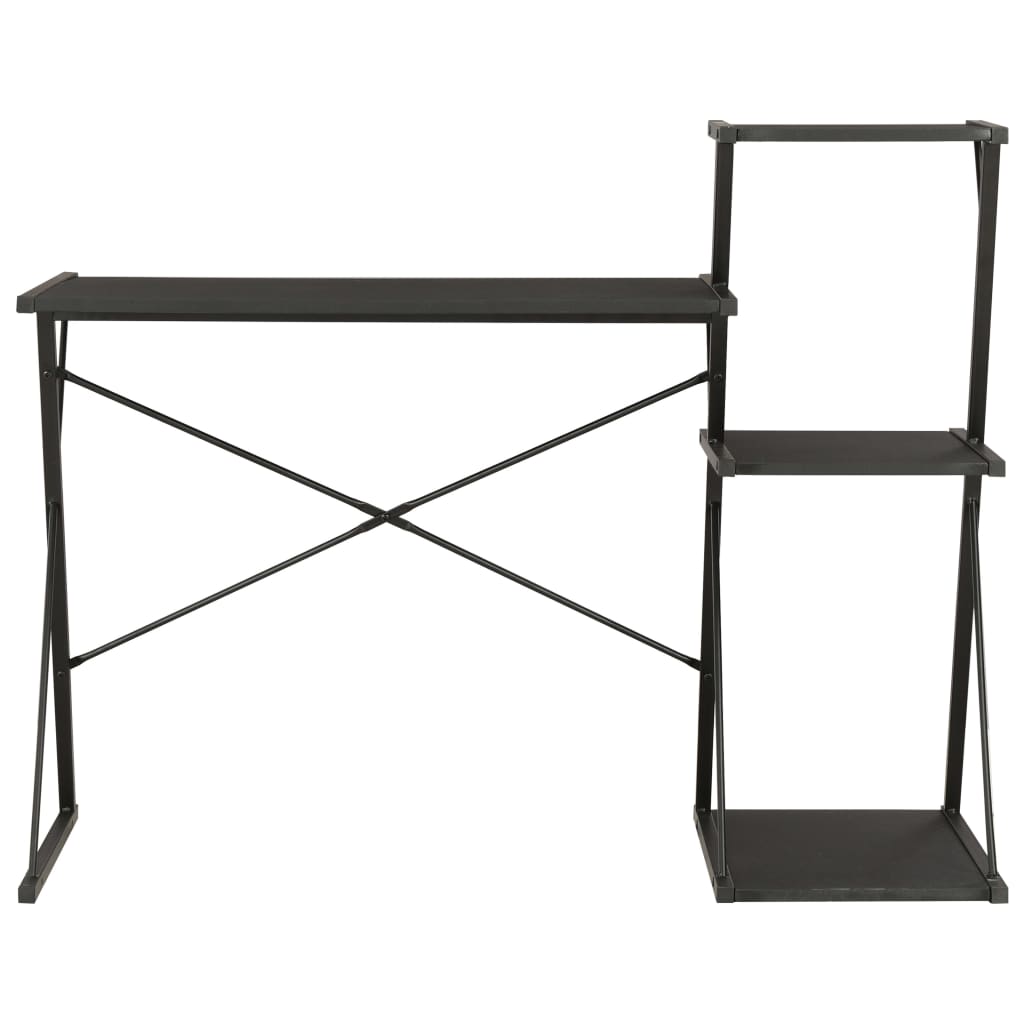 Rašomasis stalas su lentyna, juodos spalvos, 116x50x93cm
