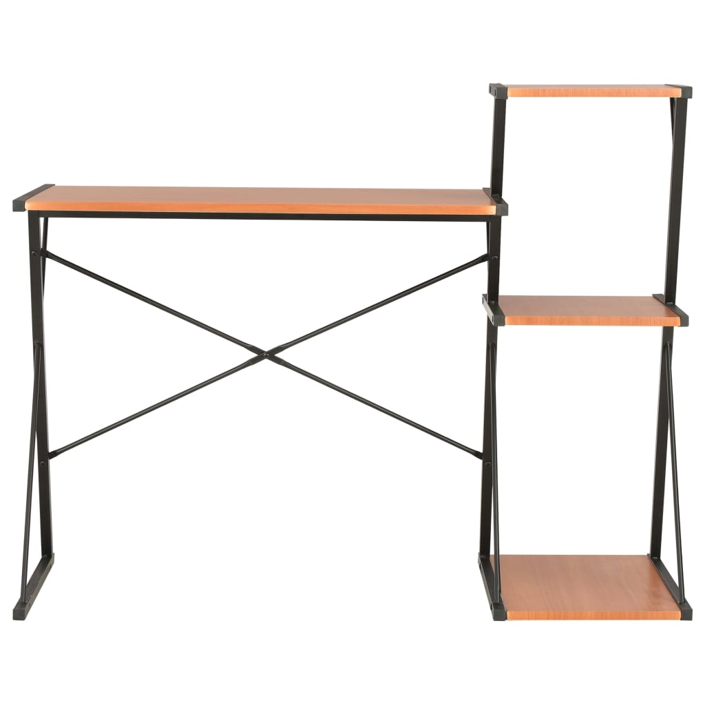 Rašomasis stalas su lentyna, juodas ir rudas, 116x50x93cm