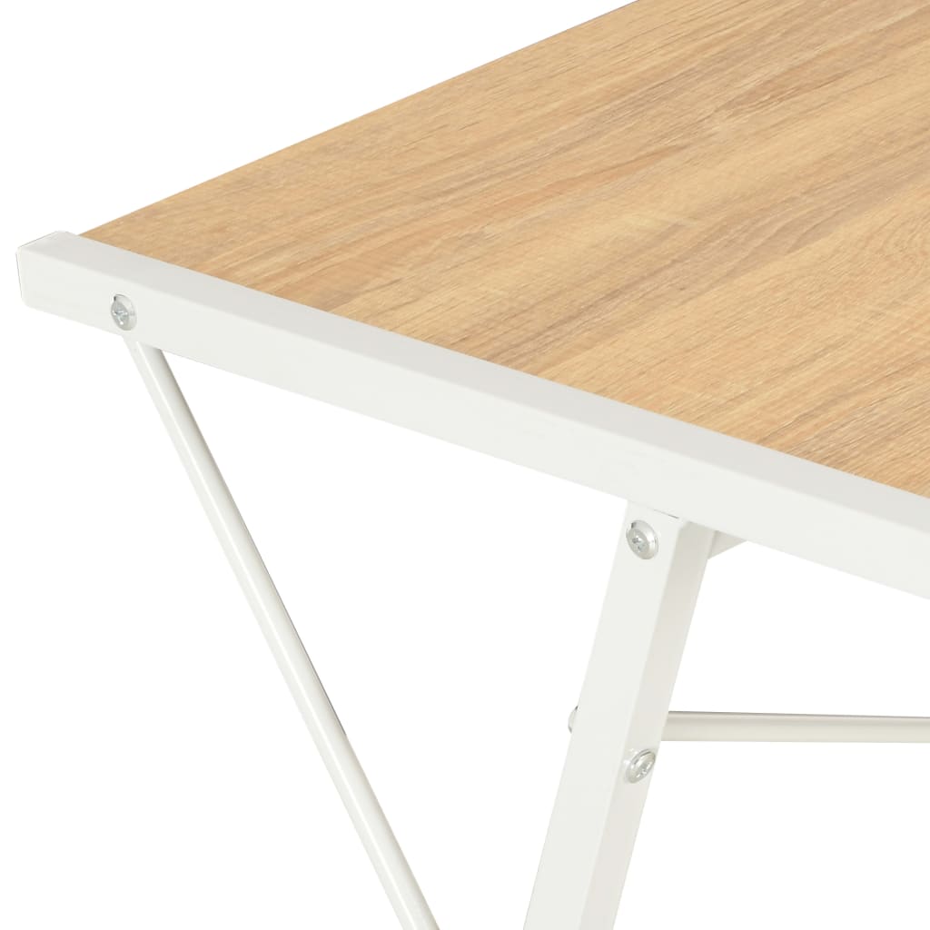 Rašomasis stalas su lentyna, baltas ir ąžuolo, 116x50x93cm