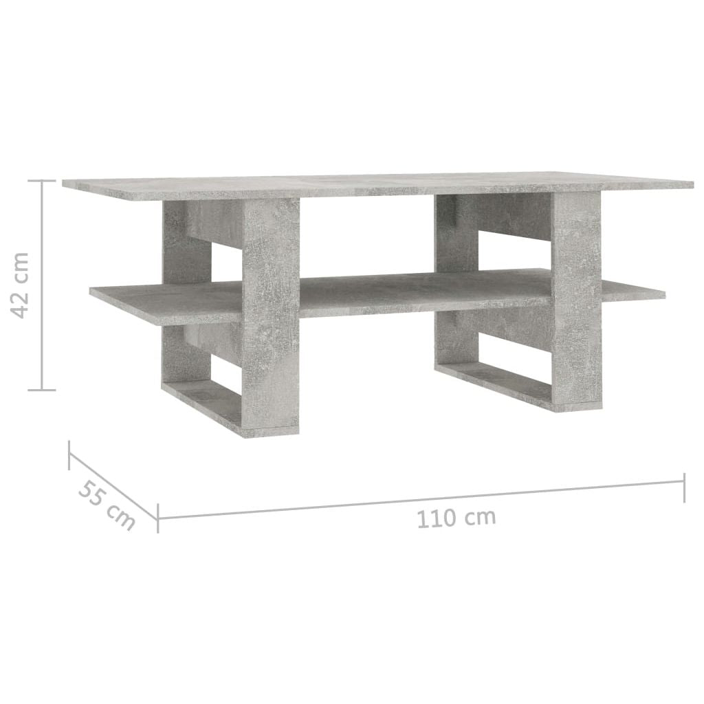 Kavos staliukas, betono pilkos spalvos, 110x55x42 cm, MDP