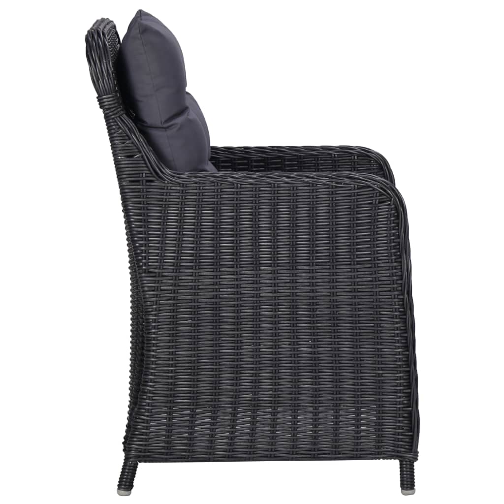 Sodo kėdės su pagalvėlėmis, 2 vnt., juodos spalvos, poliratanas