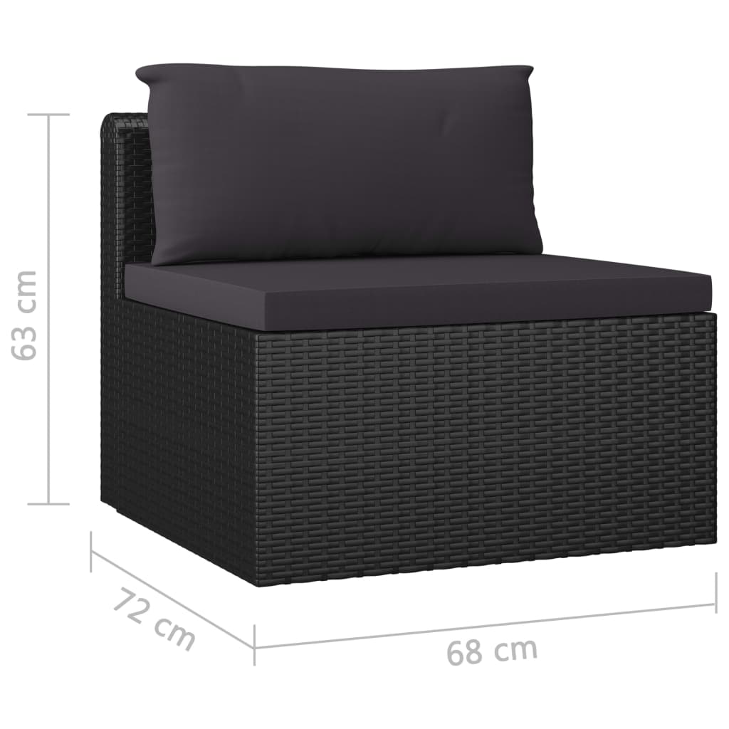 Sodo baldų komplektas su pagalvėlėmis, 7 dalių, juodas, ratanas